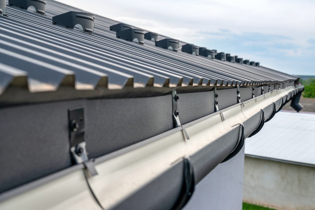 gutter system on a metal roof