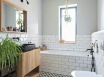 modern bathroom with white tiles