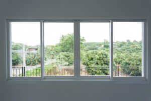 glass window on interior wall of house