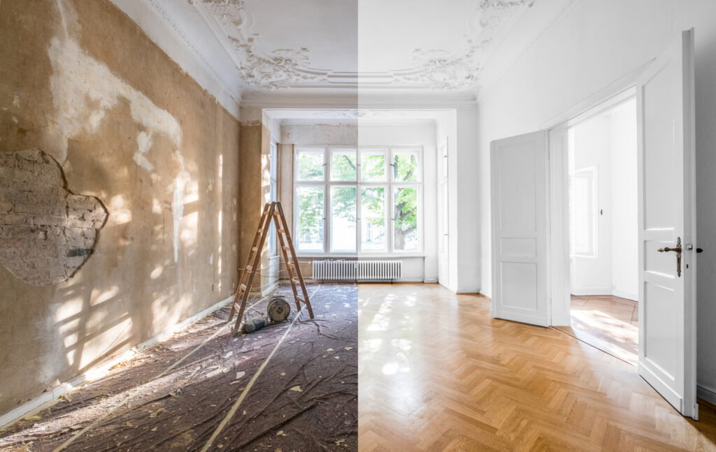 restoration of apartment before and after