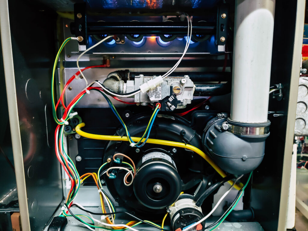 close up view of furnace system