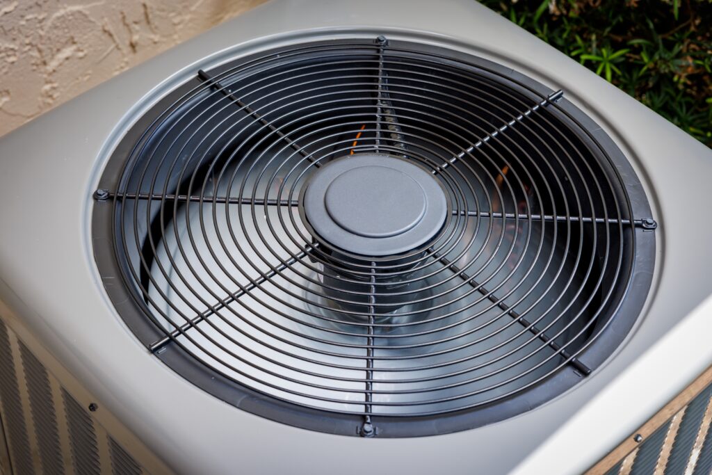 top view of a fan on a new, modern ac unit