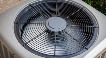 top view of a fan on a new, modern ac unit