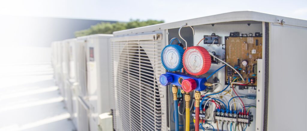 hvac system with a gauge to check refrigerant levels