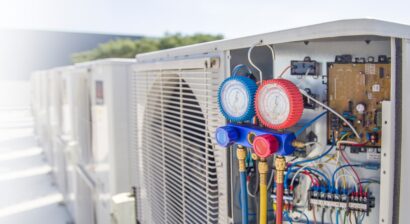 hvac system with a gauge to check refrigerant levels