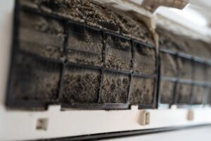 dirty ac system close up