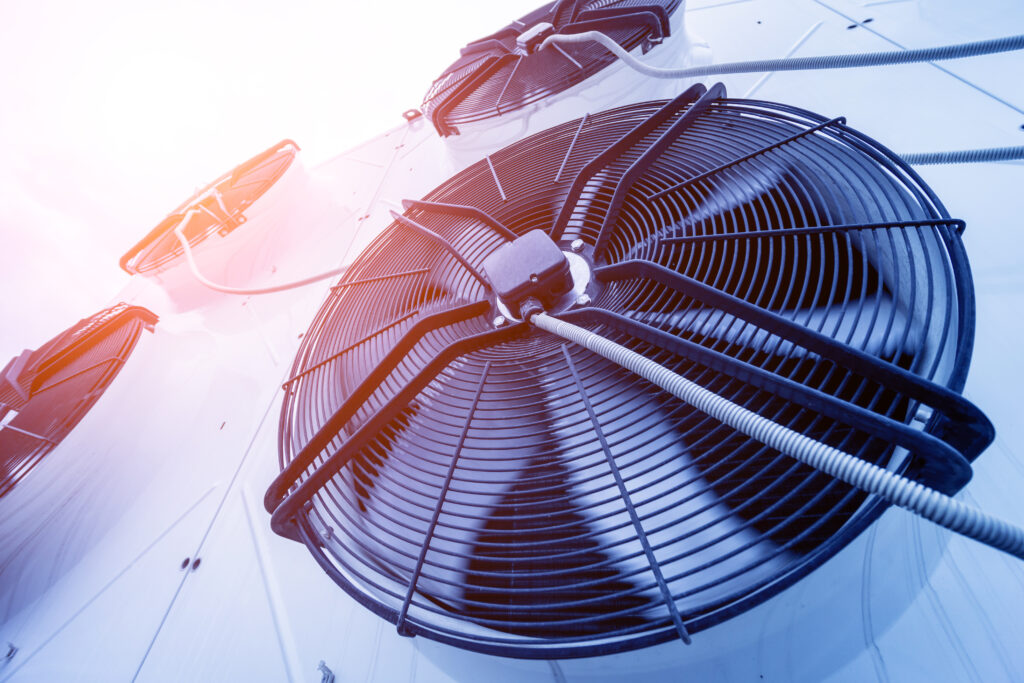 air conditioners on the roof of an industrial building