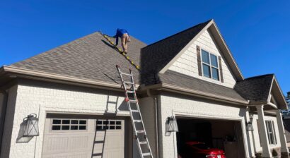 roof inspection with ladder on residential home