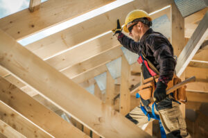 construction worker on duty building a home
