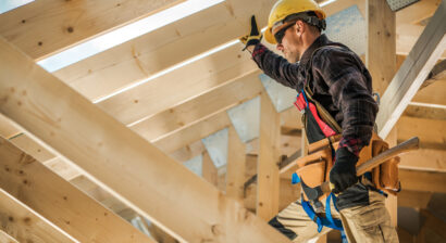 construction worker on duty building a home
