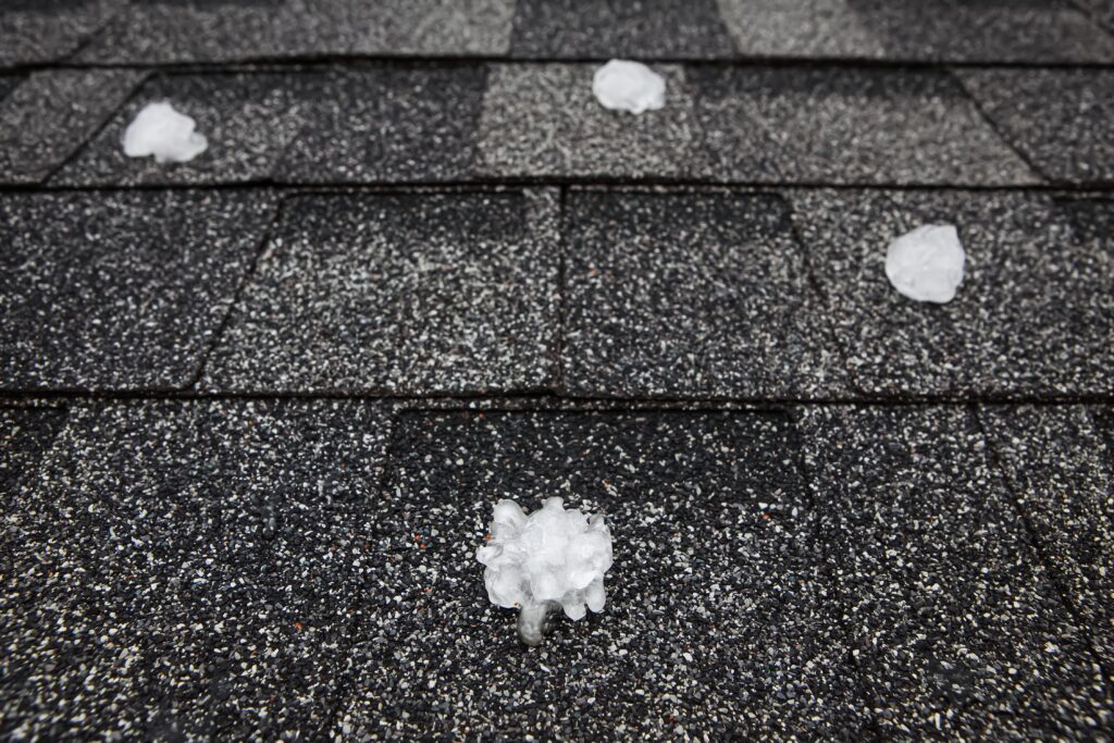 hail on roof after storm