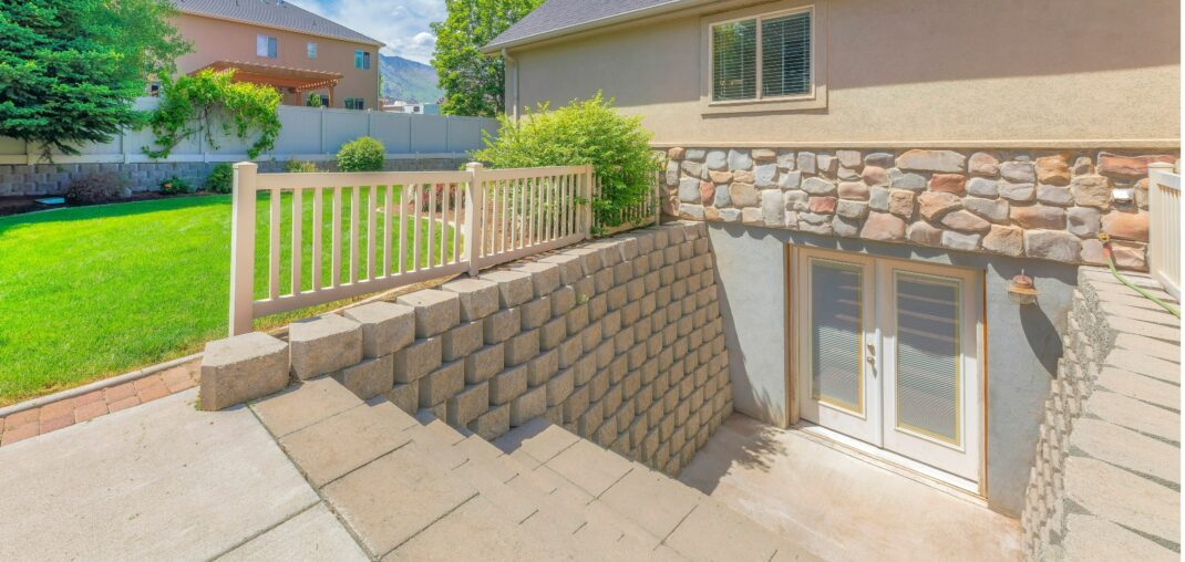 basement entrance with glass windows