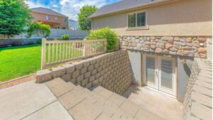 basement entrance with glass windows