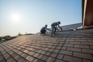 roofing worker in protective gear