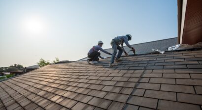 roofing worker in protective gear