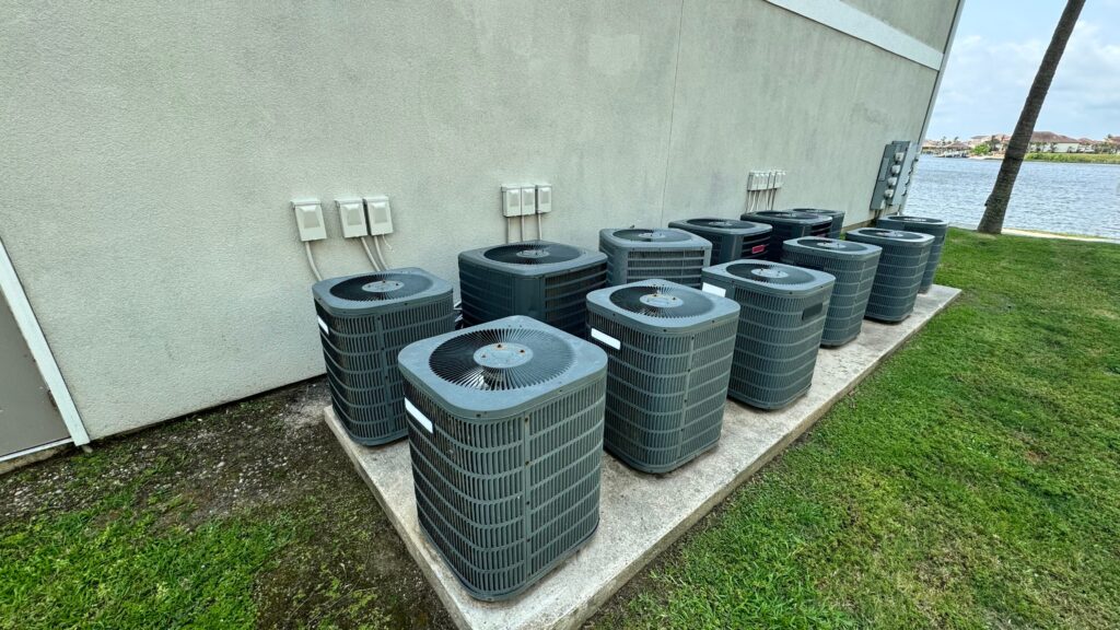 shot of multiple ac units outside