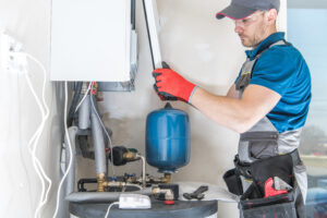 central gas heater installation