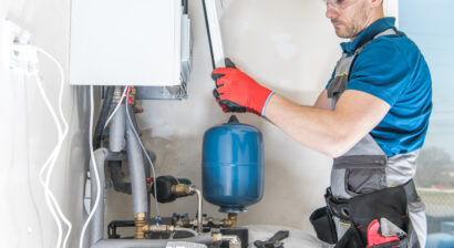 central gas heater installation