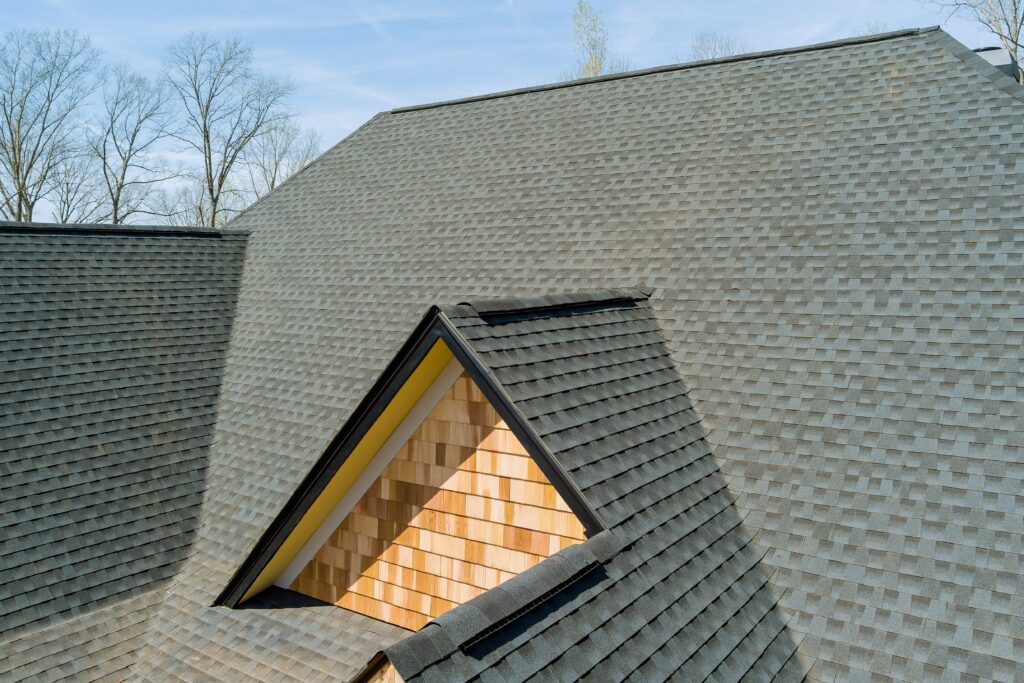 asphalt shingles on a new house