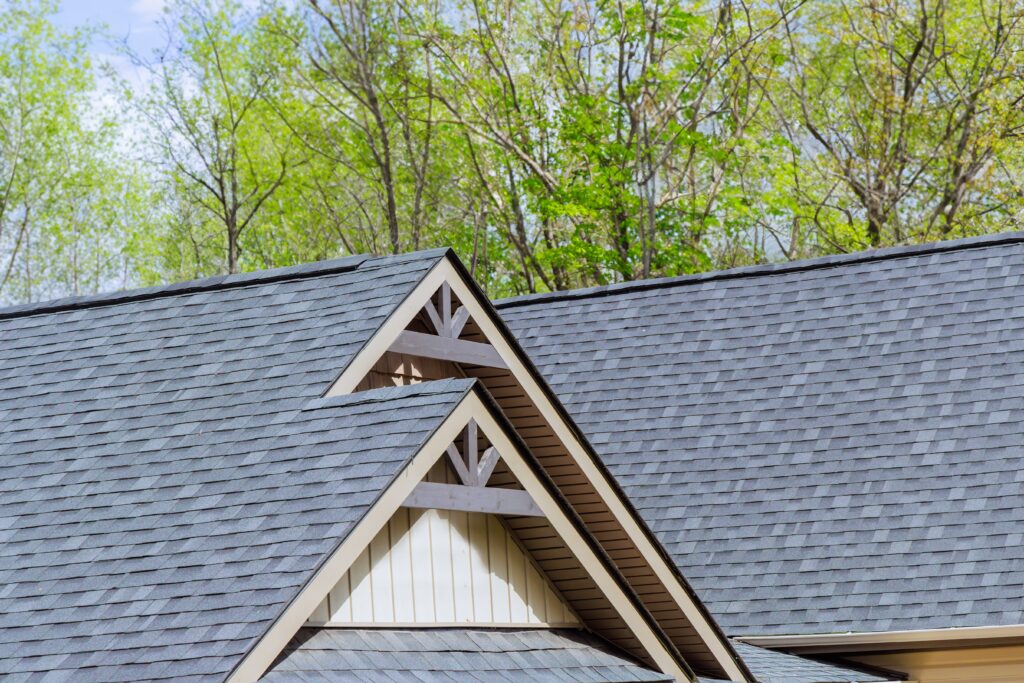 roof of newly built home with asphalt shingles