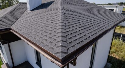 close up view of asphalt roofing shingles