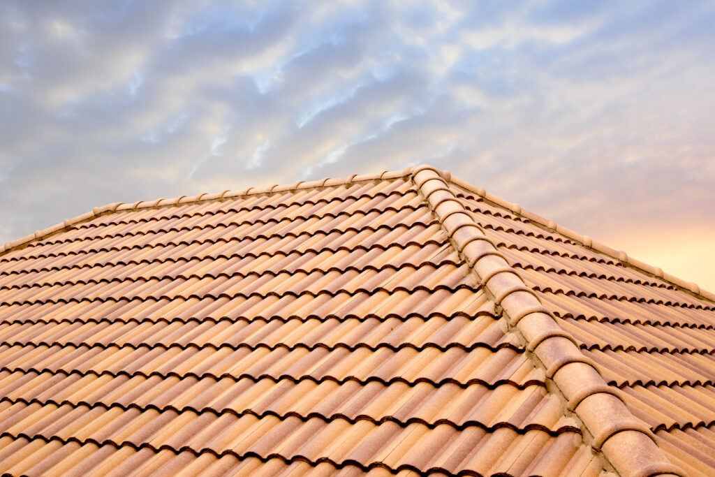 roof tiles and sky view from above a home