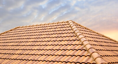 roof tiles and sky view from above a home