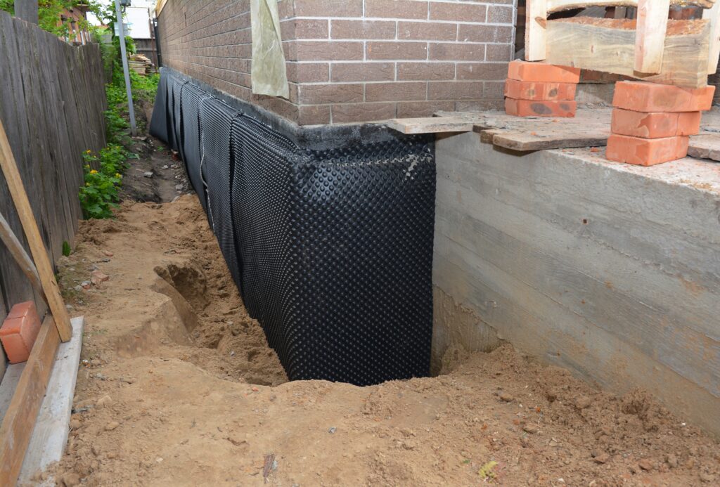 basement waterproofing with dimple mat