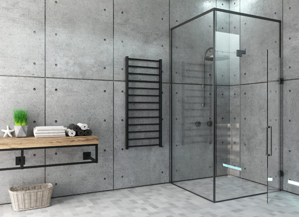 modern glass shower room with ceramic