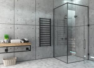 modern glass shower room with ceramic