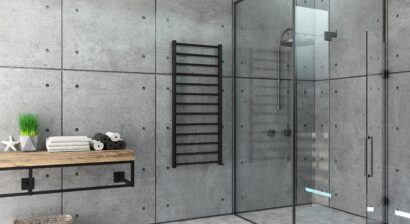 modern glass shower room with ceramic