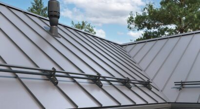 close up of house with retro roof panel