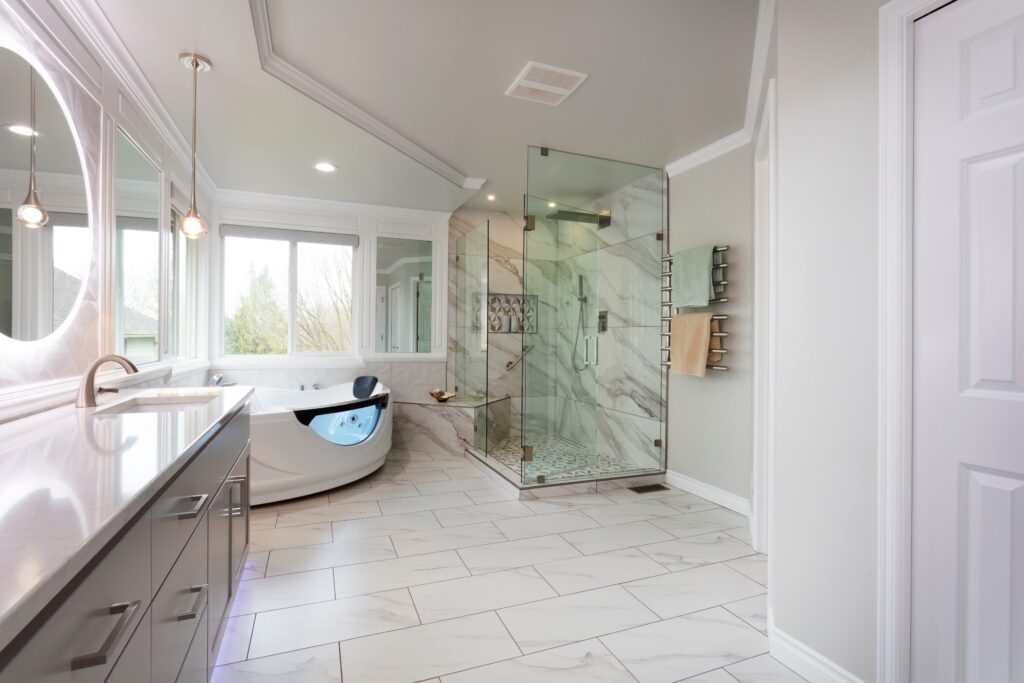 spacious, modern contemporary master bathroom
