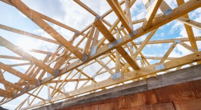roof trusses on new residential construction site