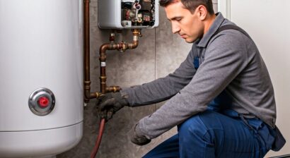 plumber repairing water heater