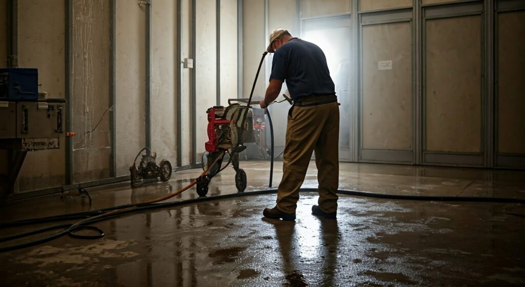 water damage restoration professionals at work