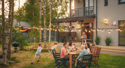 big family garden party