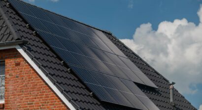roof of home with solar power installed