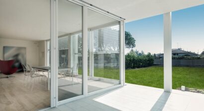 modern home with glass doors