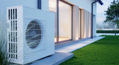 heat pump beside home