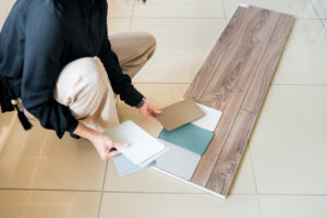 interior designer choosing materials for home renovation
