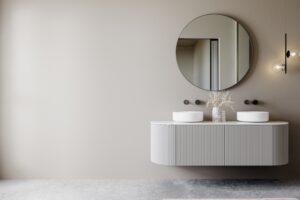 modern bathroom interior with a floating vanity