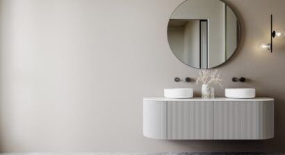 modern bathroom interior with a floating vanity