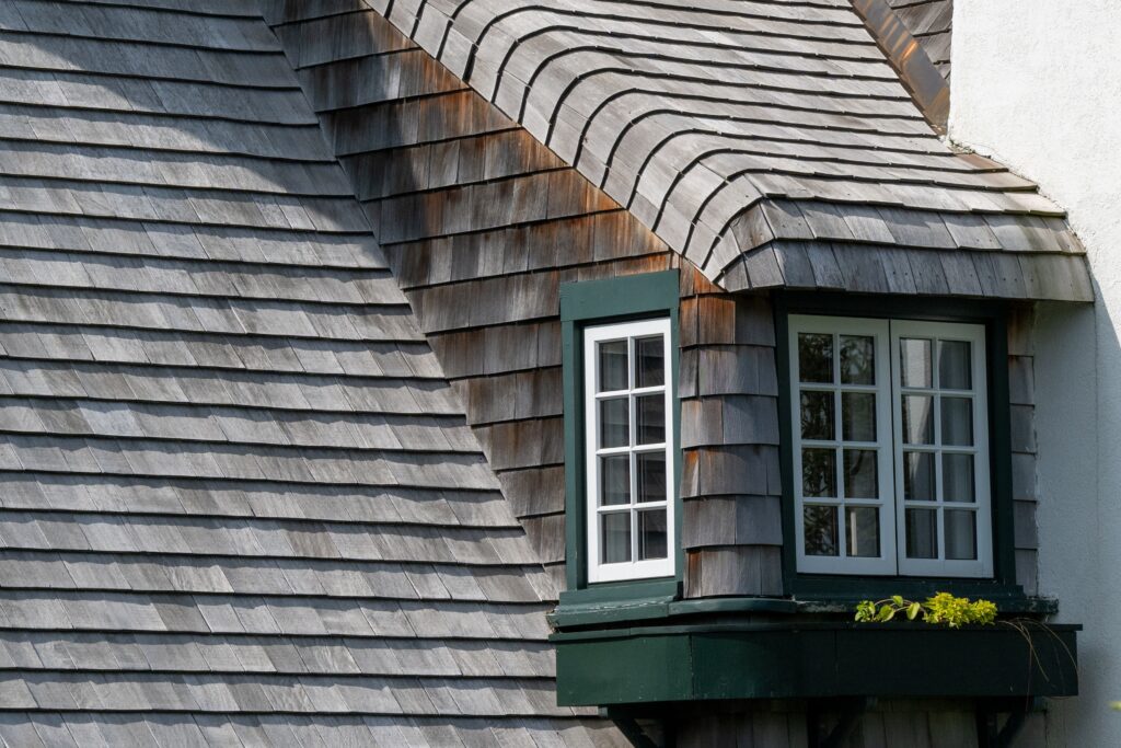steep roof of a vintage building