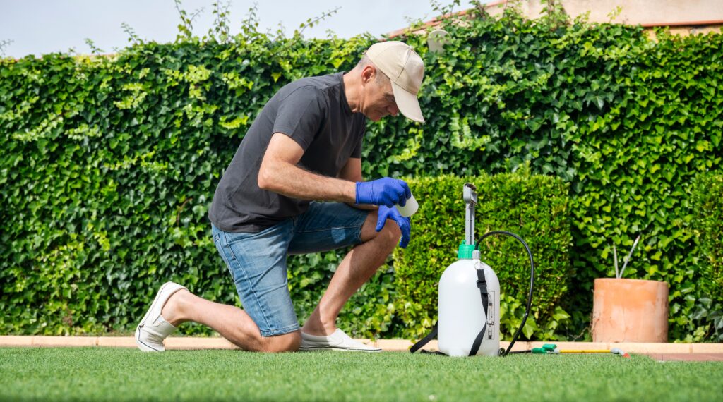 middle aged man preparing equipment