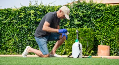 middle aged man preparing equipment