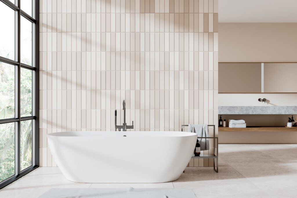 bathroom with freestanding tub