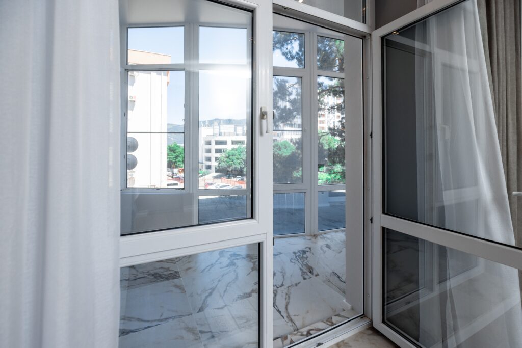 a large window in a building