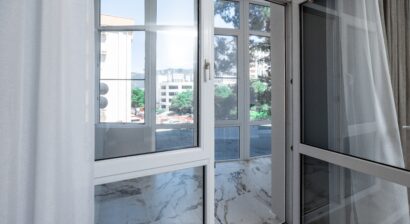 a large window in a building