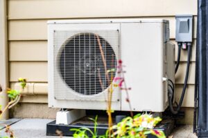 new mini split duct system in outdoor setting
